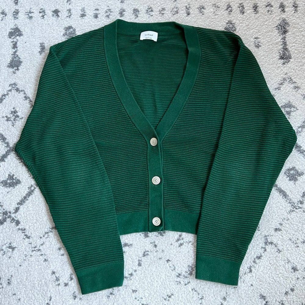 Wilfred Forest Green Cardigan Sweater